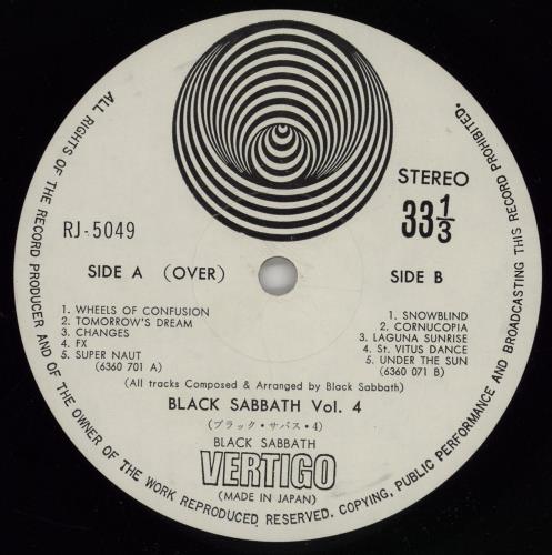 Black Sabbath Volume 4 vinyl LP album (LP record) Japanese BLKLPVO213445
