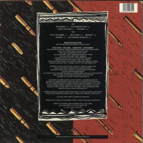 Black Uhuru Iron Storm vinyl LP album (LP record) US BUHLPIR711231