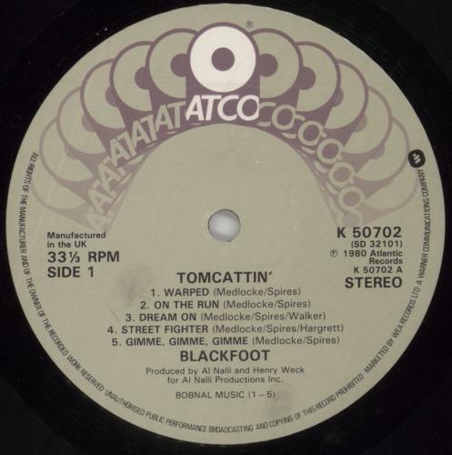 Blackfoot Tomcattin vinyl LP album (LP record) German KFOLPTO363544