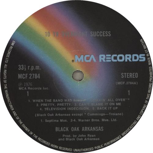 Black Oak Arkansas 10yr Overnight Success UK vinyl LP album (LP record) (668945)