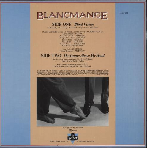 Blancmange Blind Vision 12" vinyl single (12 inch record / Maxi-single) Canadian BLA12BL96632