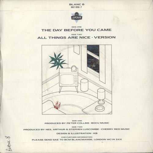 Blancmange The Day Before You Came - Wide 7" vinyl single (7 inch record / 45) UK BLA07TH875748