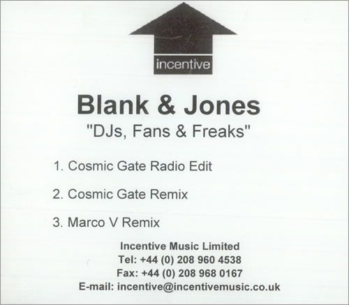 Blank & Jones DJs, Fans & Freaks CD-R acetate UK BQLCRDJ511475