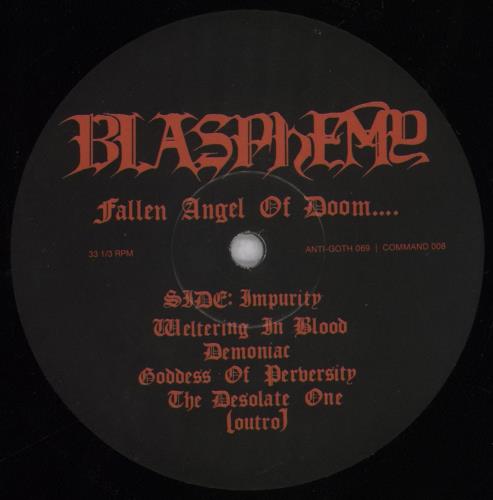 Blasphemy Fallen Angel Of Doom vinyl LP album (LP record) US 6MBLPFA837731