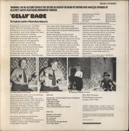 Blaster Bates 'Gelly' Babe vinyl LP album (LP record) UK D2BLPGE656381