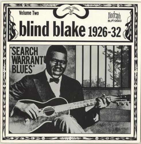Blind Blake 1926-32 Search Warrant Blues Volume Two vinyl LP album (LP record) US C9XLPSE707420