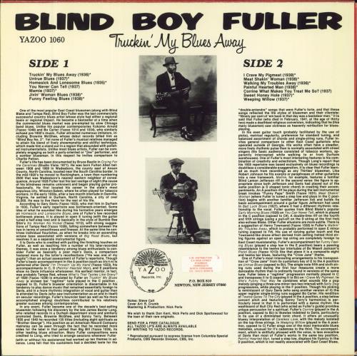 Blind Boy Fuller Truckin' My Blues Away vinyl LP album (LP record) US B9JLPTR813477