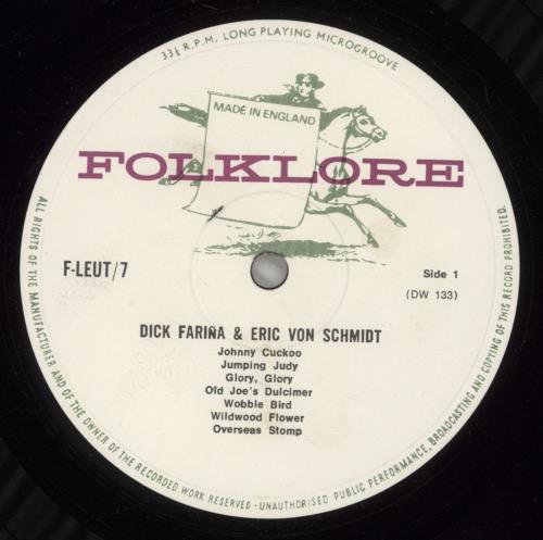 Blind Boy Grunt Dick Farina & Eric Von Schmidt - EX vinyl LP album (LP record) UK B09LPDI880320