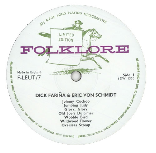 Blind Boy Grunt Dick Farina & Eric Von Schmidt vinyl LP album (LP record) UK B09LPDI480186