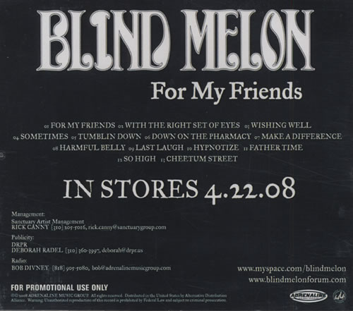 Blind Melon For My Friends CD album (CDLP) US BDMCDFO434007