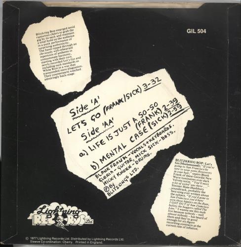 Blitzkrieg Bop Let's Go 7" vinyl single (7 inch record / 45) UK C8I07LE557527