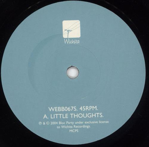 Bloc Party Little Thoughts / Storm And Stress - 2nd 7" vinyl single (7 inch record / 45) UK BB507LI323826
