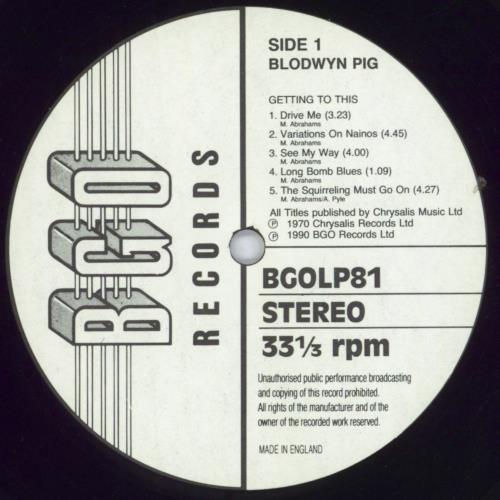Blodwyn Pig Getting To This vinyl LP album (LP record) UK BWYLPGE830906