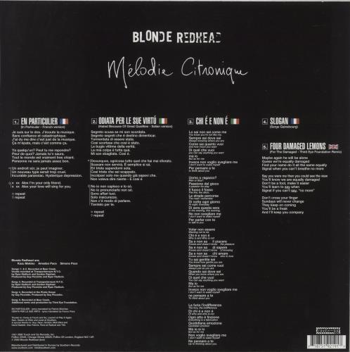 Blonde Redhead Melodie Citronique 12" vinyl single (12 inch record / Maxi-single) UK B\D12ME687273