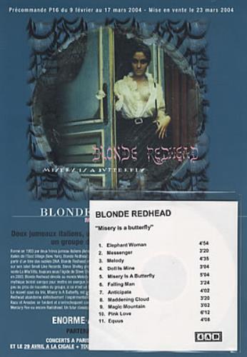 Blonde Redhead Misery Is Butterfly CD-R acetate French B\DCRMI310436