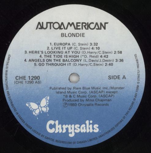 Blondie Autoamerican vinyl LP album (LP record) US BLOLPAU655729