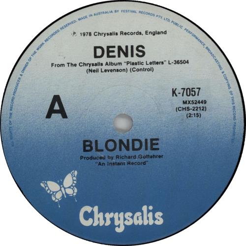 Blondie Denis 7" vinyl single (7 inch record / 45) Australian BLO07DE655294