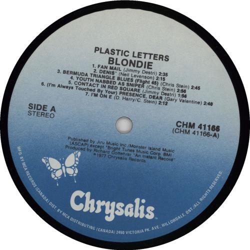 Blondie Plastic Letters vinyl LP album (LP record) Canadian BLOLPPL763613