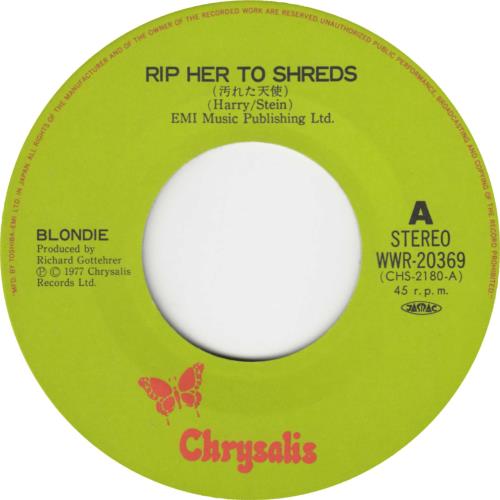Blondie Rip Her To Shreds 7" vinyl single (7 inch record / 45) Japanese BLO07RI18444