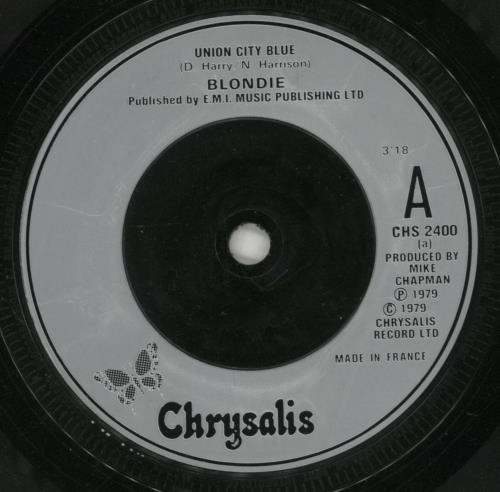 Blondie Union City Blue - silver injection label 7" vinyl single (7 inch record / 45) UK BLO07UN44708