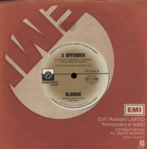 Blondie X-offender 7" vinyl single (7 inch record / 45) Australian BLO07XO872948