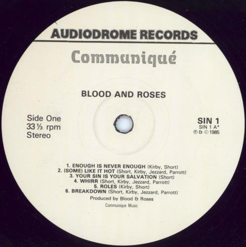 Blood And Roses Enough Is Enough vinyl LP album (LP record) UK B+RLPEN768482