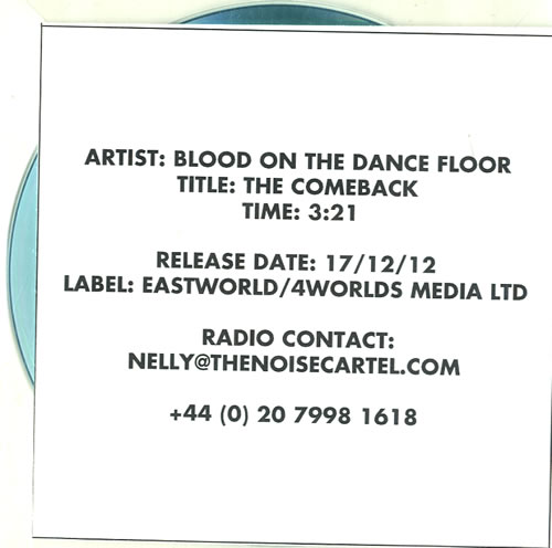 Blood On The Dance Floor The Comeback CD-R acetate UK F5XCRTH615182