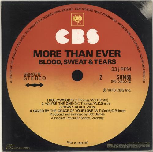 Blood Sweat & Tears More Than Ever vinyl LP album (LP record) UK BS&LPMO698199