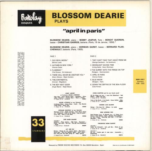 Blossom Dearie April In Paris vinyl LP album (LP record) Spanish ODELPAP699344