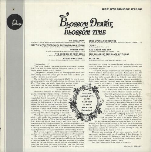 Blossom Dearie Blossom Time vinyl LP album (LP record) US ODELPBL700034