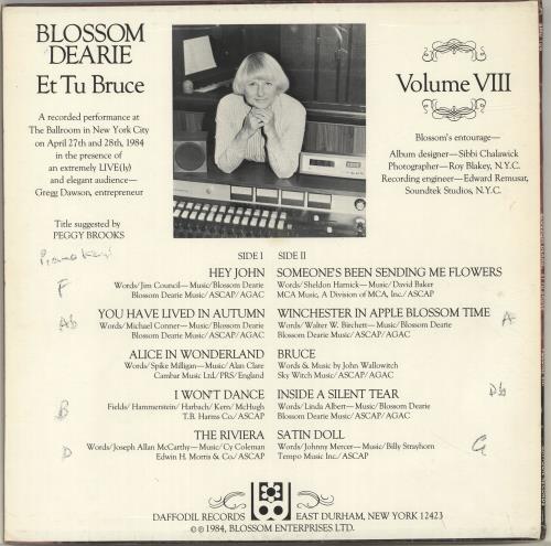 Blossom Dearie Et Tu Bruce, Volume VIII vinyl LP album (LP record) US ODELPET699315