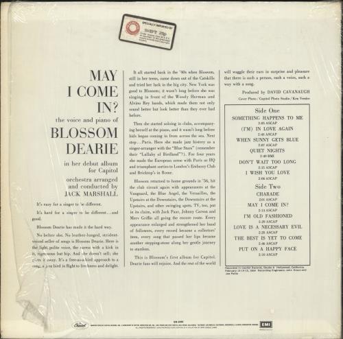 Blossom Dearie May I Come In? vinyl LP album (LP record) US ODELPMA378071
