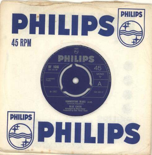 Blue Cheer Summertime Blues 7" vinyl single (7 inch record / 45) UK BCE07SU255701