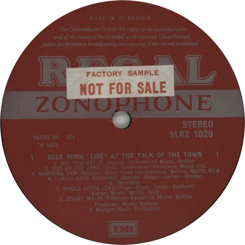 Blue Mink Live At The Talk Of The Town - Sample vinyl LP album (LP record) UK 4BMLPLI595871