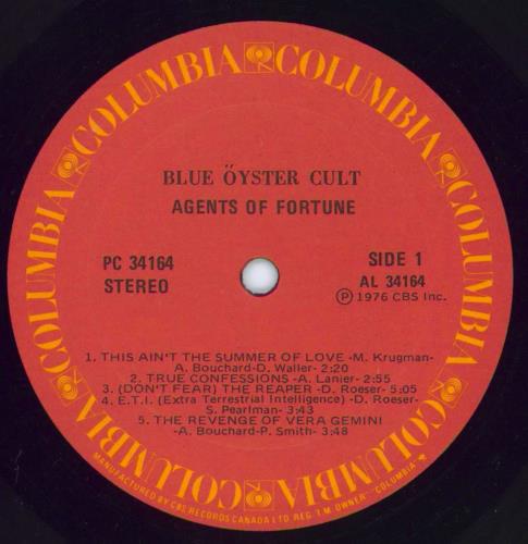 Blue Oyster Cult Agents Of Fortune - shrink vinyl LP album (LP record) Canadian BOCLPAG799726