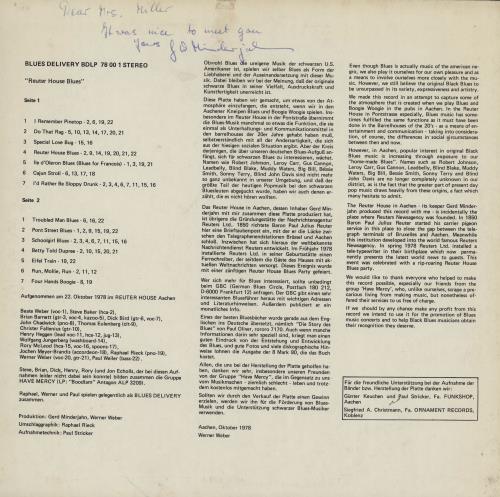 Blues Delivery Reuter House Blues (Live) vinyl LP album (LP record) German 2VVLPRE759565