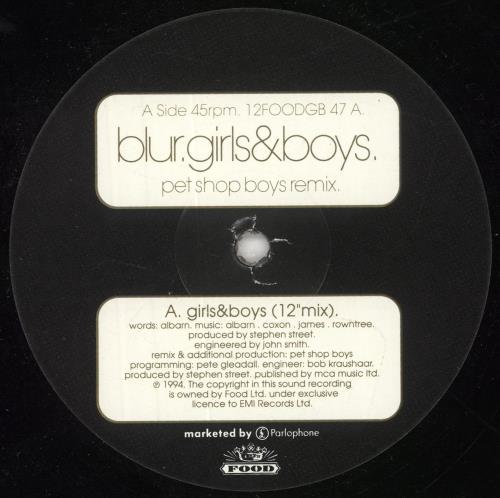 Blur Girls & Boys - Pet Shop Boys Remix 12" vinyl single (12 inch record / Maxi-single) UK BLR12GI26536