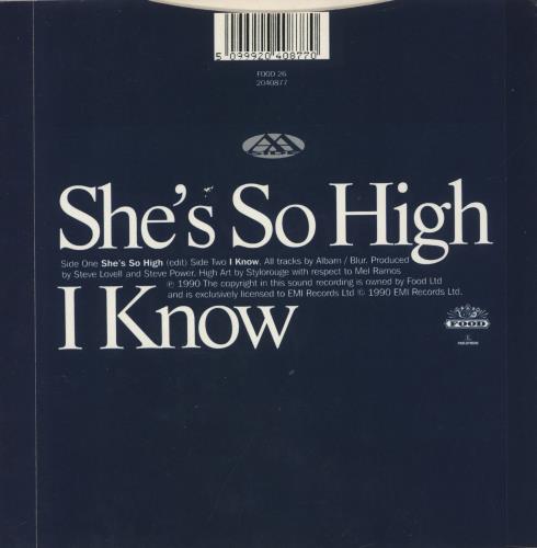 Blur She's So High 7" vinyl single (7 inch record / 45) UK BLR07SH64810