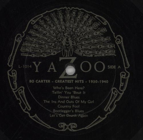 Bo Carter Greatest Hits 1930-1940 vinyl LP album (LP record) US 84RLPGR862007