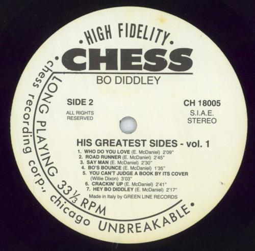 Bo Diddley His Greatest Sides Volume One vinyl LP album (LP record) Italian BODLPHI441271
