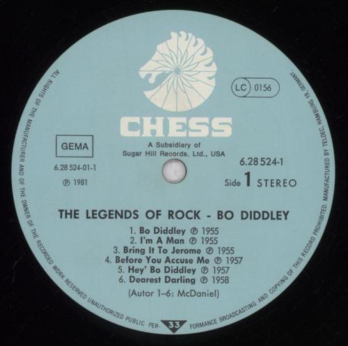 Bo Diddley The Legends Of Rock 2-LP vinyl record set (Double LP Album) German BOD2LTH842069