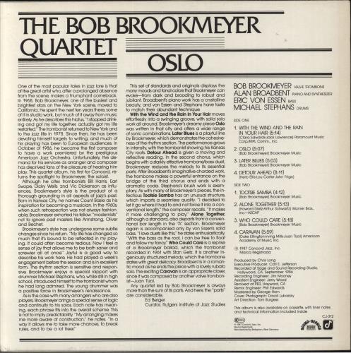 Bob Brookmeyer Oslo vinyl LP album (LP record) German BQ3LPOS861396