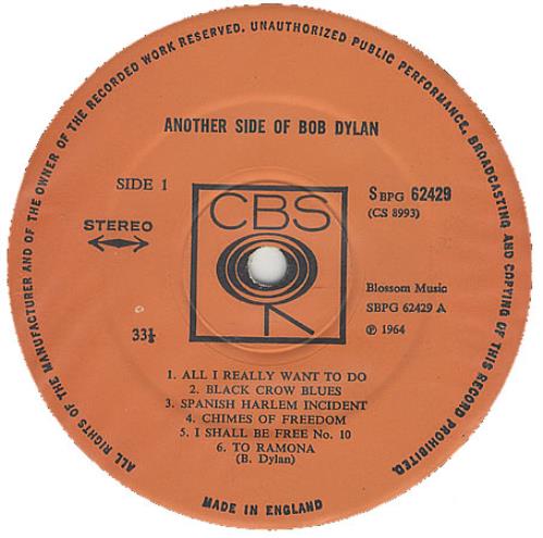 Bob Dylan Another Side Of Bob Dylan - smooth orange label vinyl LP album (LP record) UK DYLLPAN65591
