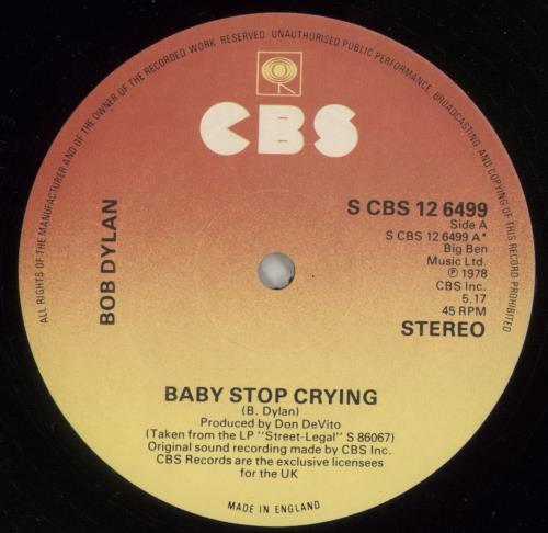 Bob Dylan Baby Stop Crying 12" vinyl single (12 inch record / Maxi-single) UK DYL12BA59686