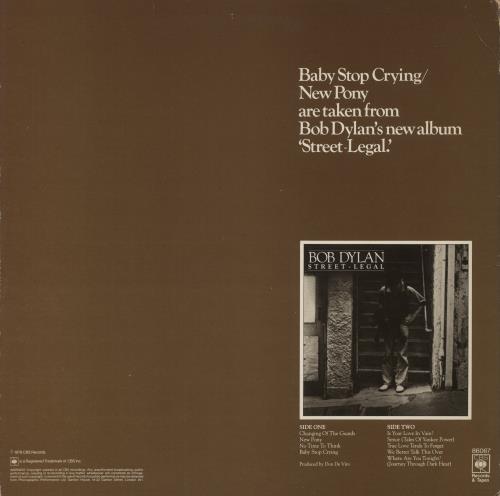 Bob Dylan Baby Stop Crying 12" vinyl single (12 inch record / Maxi-single) UK DYL12BA59686