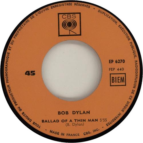 Bob Dylan Ballad Of A Thin Man EP 7" vinyl single (7 inch record / 45) French DYL07BA554230