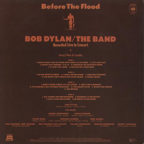 Bob Dylan Before The Flood - Graduated Orange Label 2-LP vinyl record set (Double LP Album) UK DYL2LBE550042
