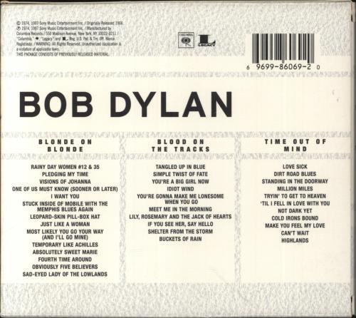 Bob Dylan Blonde On Blonde / Blood On The Tracks / Time Out Of Mind CD Album Box Set US DYLDXBL860235