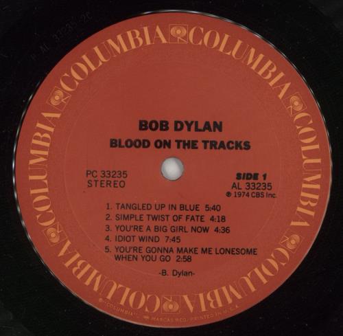 Bob Dylan Blood On The Tracks vinyl LP album (LP record) US DYLLPBL592300