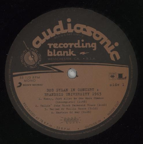 Bob Dylan Bob Dylan In Concert: Brandeis - 180 Gram Vinyl vinyl LP album (LP record) UK DYLLPBO866663